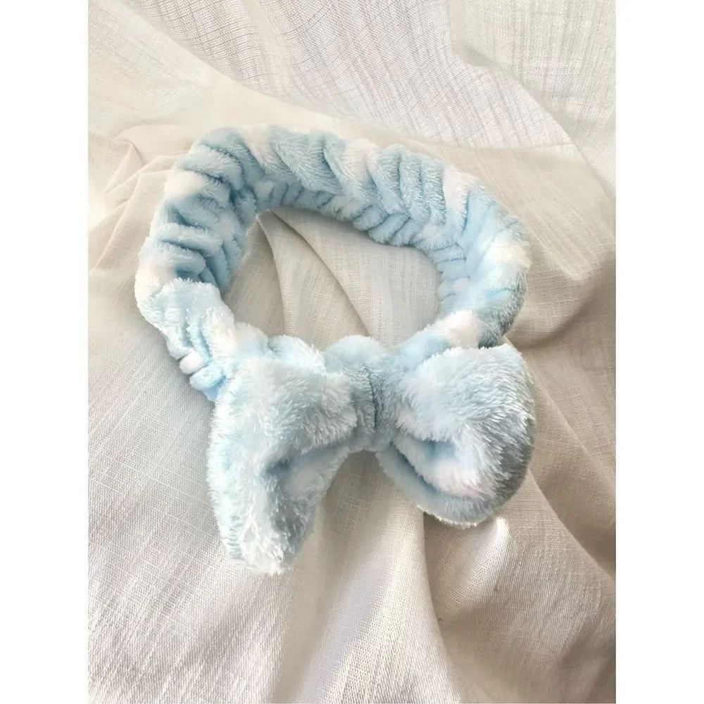Light blue with white poka dot headband